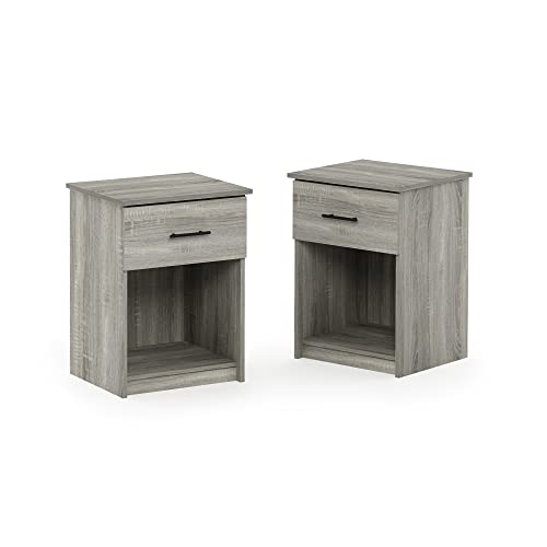 Furinno Tidur Nightstand, 2-Pack, French Oak Grey - color: French Oak Grey, style: 2-Pack Handle