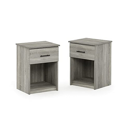 Furinno Tidur Nightstand, 2-Pack, French Oak Grey - color: French Oak Grey, style: 2-Pack Handle