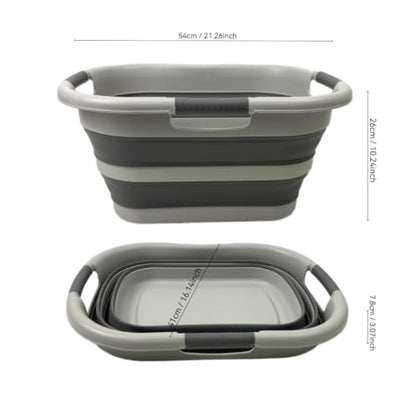 SAMMART 30L (7.9 gallon) Collapsible Plastic Laundry Basket - Foldable Pop Up Storage Container/Organizer - Portable Washing Tub - Space Saving Hamper/Basket (1, Grey/Deep Grey) - color: Grey/Deep Grey