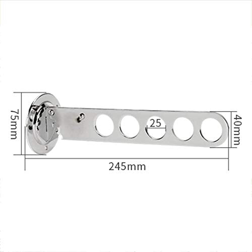 Silver Wall Mount Clothes Hanger, Folding Stainless Steel Clothing Multiple Hook Wardrobe Hanging, Metal Clothes Rack Wall Coat Hooks with Swing Arm Holder for Laundry Room Bathroom Bedroom Kitchen - size: 5 Hole