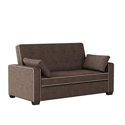 Serta Ainsley 66.5" Convertible Sleeper Loveseat, Full Size, Dreamcoil Comfort, Soft Woven Fabric, Java - color: Java, size: Full Loveseat