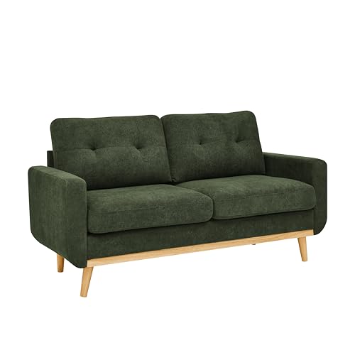 67" Green Loveseat Sofa, Mid Century Modern Love Seat Sofas and Comfy Couches for Living Room, Button Tufted Small Cloud Couch for Bedroom Office Apartment Small Space, Easy Assembly (Dark Green) - color: Dark Green