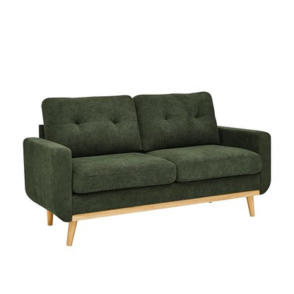 67" Green Loveseat Sofa, Mid Century Modern Love Seat Sofas and Comfy Couches for Living Room, Button Tufted Small Cloud Couch for Bedroom Office Apartment Small Space, Easy Assembly (Dark Green) - color: Dark Green