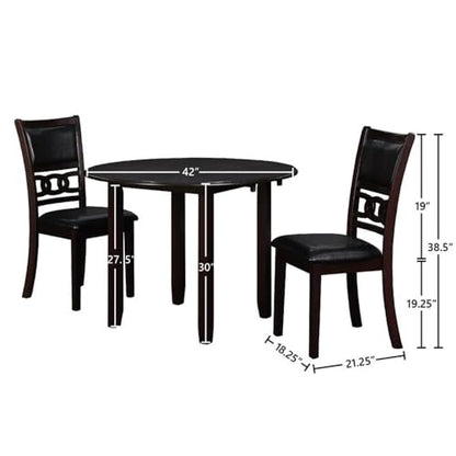 New Classic Furniture Gia 3-Piece Drop Leaf Dining Table Set with 2 Chairs, 42-Inch, Ebony - color: Ebony, size: Dining Set