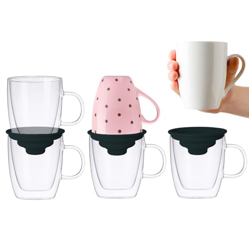 Coffee Mug Organizers and Storage (6Pack), Adjustable Mug Organizer for Kitchen Cabinet Shelf, Cup Stacker Holder for Tea Cup, Coffee Mug, Glassware, Save Space for Cupboard - color: Black