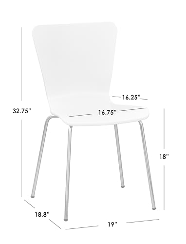 Pisa Modern Bentwood Stackable Dining Chairs Set of 2, Scratch-Resistant, Retro Hourglass Design, Chrome Metal Legs, Unique Kitchen and Dining Room Furniture, Charcoal - color: Charcoal