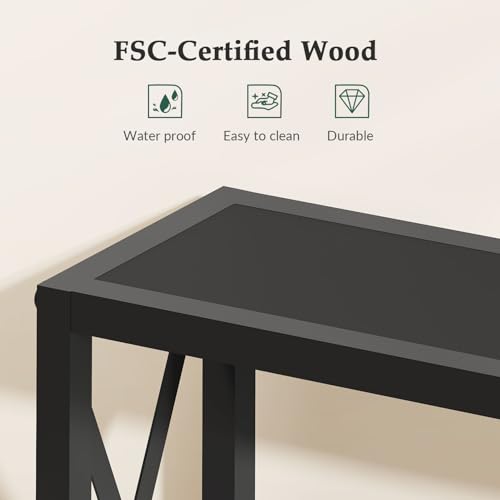 Gewudraw Narrow Console Table with Socket, Sofa Table Behind Couch, Black | 55.1" Couch Table, Industrial Style, Long Skinny Design,For Hallway,Living Room,Bedroom, Built-In Outlets & USB,140cm Length - color: Black, size: 55.1 in