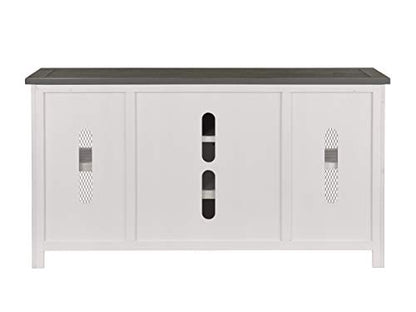 Martin Svensson Home Rustic 65" Wood Entertainment Center, White and Grey | Solid Pine, TV Stand, Sliding Doors, Adjustable Shelves & Cable Management, for TVs up to 70" - color: White and Grey Stain