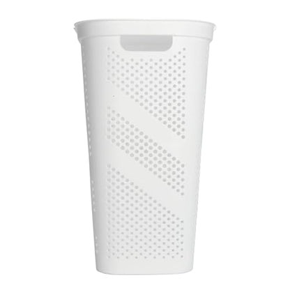 24" Plastic Hinged-Lid Rectangle Laundry Hamper, All Ages, White