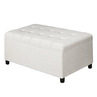 Rectangular Lift Top Storage Ottoman Bench, Linen Storage Bench for Living Room Entryway Bedroom,Linen Beige - color: Linen Beige
