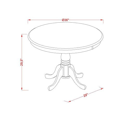 East West Furniture ANIP3-LWH-C 3 Piece Kitchen Table Set for Small Spaces Contains a Round Dining Table with Pedestal and 2 Linen Fabric Dining Room Chairs, 36x36 Inch, Linen White - color: Anip3-lwh-c