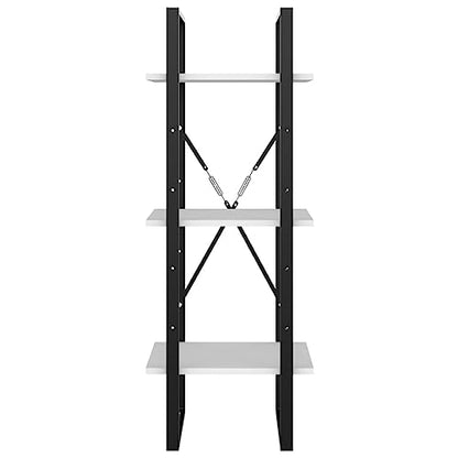 3-Tier Slim White Wood and Metal Frame Bookshelf | Compact 11.8 x 15.7 x 41.3 inch standing cabinet fits narrow spaces in living rooms and home offices. - color: White, size: Small