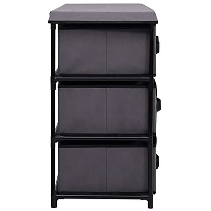 6-Drawer Storage Cabinet, Gray Steel and Fabric Organizer Unit for Bedroom, Living Room, Office, 21.7 inch Side Chest for Small Spaces
