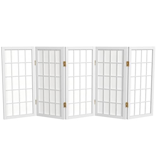 2 ft. Short Desktop Window Pane Shoji Screen - White - 5 Panels - color: White, size: 5 Panel