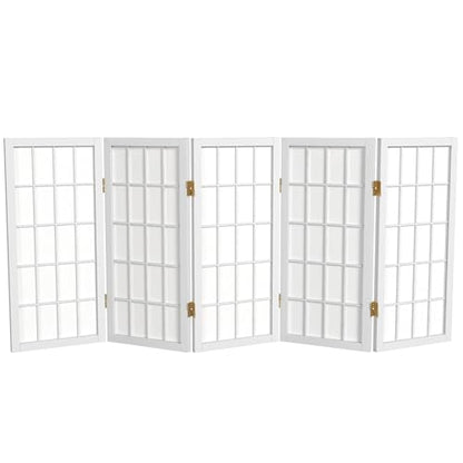 2 ft. Short Desktop Window Pane Shoji Screen - White - 5 Panels - color: White, size: 5 Panel