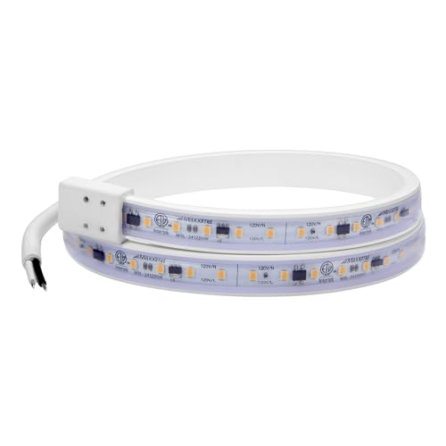 Maxxima 24 in. Hardwired LED Under Cabinet Strip Light, 920 Lumens, 3000K | Warm White, Kitchen and Living Room 120V White Cove Lighting, No Power Supply Needed - size: 24 Inch