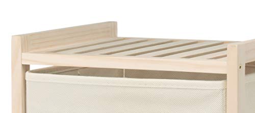 Whitmor 3 Drawer Wood Chest Organizer, Natural Pine Storage with Pull Out Fabric Bins, Easy Assembly, Compact Design for Bedroom Closet Nursery, 11.0"L x 10.0"W x 25.5"H