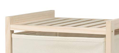 Whitmor 3 Drawer Wood Chest Organizer, Natural Pine Storage with Pull Out Fabric Bins, Easy Assembly, Compact Design for Bedroom Closet Nursery, 11.0"L x 10.0"W x 25.5"H