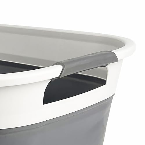 SAMMART 40L (10.5 Gallon) Collapsible Plastic Laundry Basket - Foldable Pop Up Storage Container/Organizer - Portable Laundry Hamper - Space Saving (1, Grey/Steel Grey) - color: Grey/Steel Grey