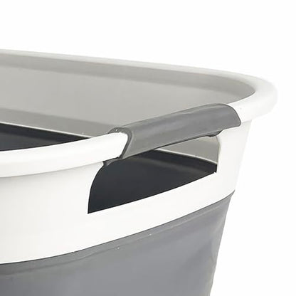 SAMMART 40L (10.5 Gallon) Collapsible Plastic Laundry Basket - Foldable Pop Up Storage Container/Organizer - Portable Laundry Hamper - Space Saving (1, Grey/Steel Grey) - color: Grey/Steel Grey