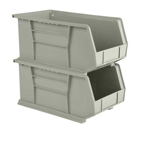 HE HUDSON EXCHANGE 15" x 8" x 7" Plastic Stackable Storage Bin, Gray/Brown - color: Gray/Brown, size: 1 Pack