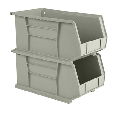 15" x 8" x 7" (12 Pack) Plastic Stackable Storage Bin, Gray/Brown - color: Gray/Brown, size: 12 Pack