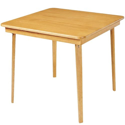 Stakmore Classic Straight Edge Square Wood Folding Table, 32x32, Oak | Foldable Card Table, Wooden Tabletop Furniture for Cards, Board Games & Dining - color: Light Brown