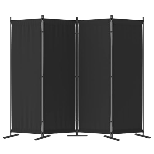 Morngardo 6FT Room Divider Portable, Folding Privacy Screens, 4 Panel Room Partitions, 88" Foldable Wall Dividers, Separating for Home Office Bedroom Dorm Decor (Black) - color: Black, size: 88'W - 4 Panels