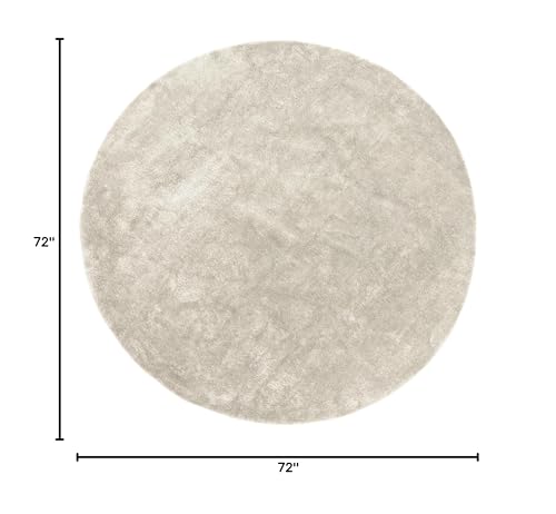 nuLOOM Loni Cream Solid Washable Area Rug, 6' Round - color: Cream, size: 6' (Round)