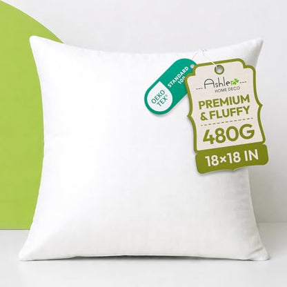 Ashler 18x18 Pillows, Hypoallergenic Throw Pillow Inserts | Soft Couch Pillows, Decorative Pillows, Throw Pillows for Bed & Sofa, Square Cushion Sham Stuffer, Fluffy & Hypoallergenic - size: 18x18 Inch