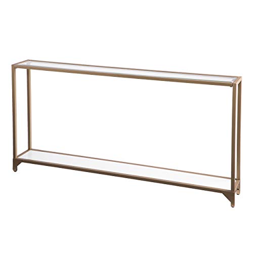 SEI Furniture Bergen 56 inches Long Narrow Metal Console Table, Open Concept Living Space, Glam Style Painted Iron, Gold - color: Gold