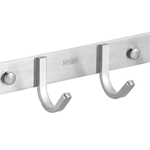 Coat Hook Wall Mount - Towel Hook Rack with 4 Hooks 11-inch Hanger for Hanging Clothes, Bags, Keys, Easy to Install Rail for Bedroom, Bathroom, Entryway, Door, 304 Stainless Steel Brushed Nickel - size: 4S hooks
