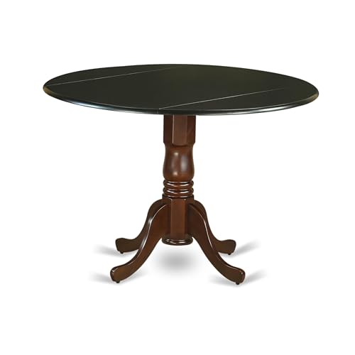 East West Furniture DLT-BMA-TP Dublin Kitchen Table - a Round Dining Table Top with Dropleaf & Pedestal Base, 42x42 Inch, Black & Mahogany - color: Dlt-bma-tp