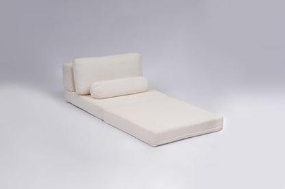 49" Foldable Modular Studio Couch, Space Saver Bed with High Density Foam, Sofa Individual with Creative Shape for Apartment Leisure Scenes, White - color: White