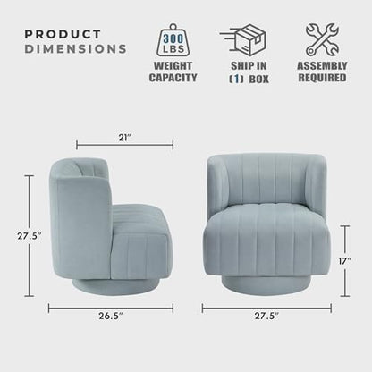 Lexicon Swivel Accent Chair, Textured Fabric Upholstered 360 Degree Swivel Barrel Chair with Channel Tufted, Comfort Seat, for Living Room, Bedroom, Office, Easy Assembly, Aqua Blue - color: Aqua Blue