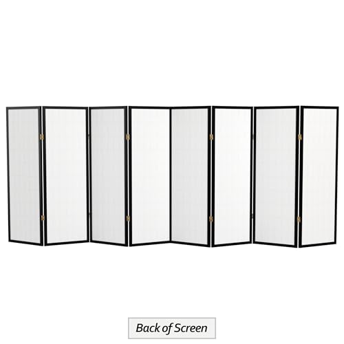 4 ft. Short Window Pane Shoji Screen - Black - 8 Panels - color: Black, size: 8 Panels