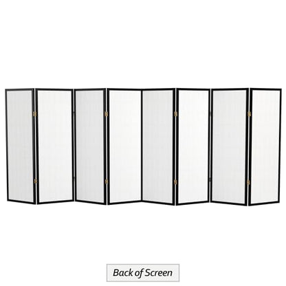 4 ft. Short Window Pane Shoji Screen - Black - 8 Panels - color: Black, size: 8 Panels