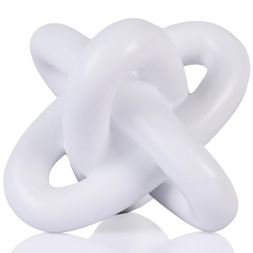 White knot sculpture, three-knot sculpture white home decor accent, suitable for rustic-style coffee table stands, living room TV cabinets, dining tables, entryway shelves, and small decorations. - color: White