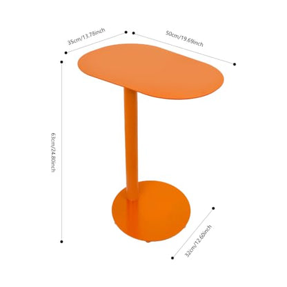 Metal C-Shaped Side Table, Modern End Table for Couch Sofa and Bed Small Coffee Drink Tables 20x14in Tabletop for Home Office Cafe Balcony - color: Orange