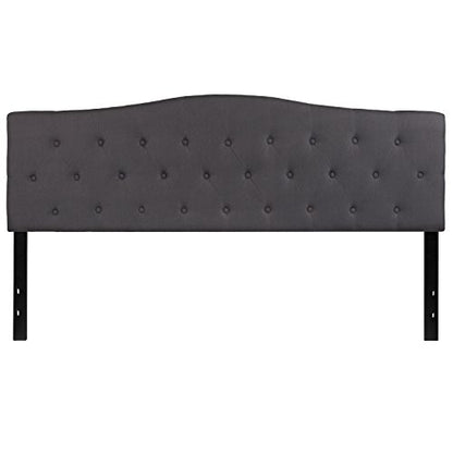 EMMA + OLIVER Tufted Upholstered King Size Headboard in Dark Gray Fabric - color: Dark Gray, size: King