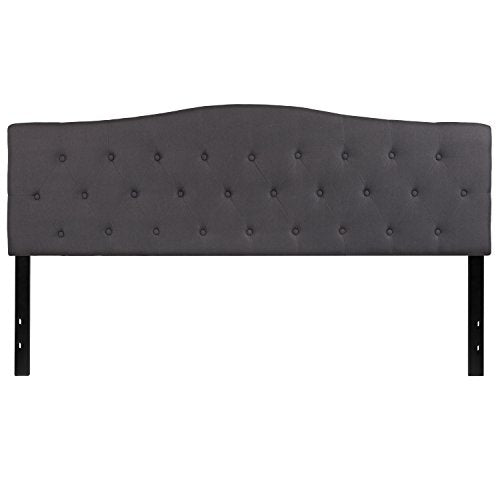 EMMA + OLIVER Dark Gray King Tufted Headboard | Adjustable Bed Rail Slots, Fabric Upholstered - color: Dark Gray, size: King