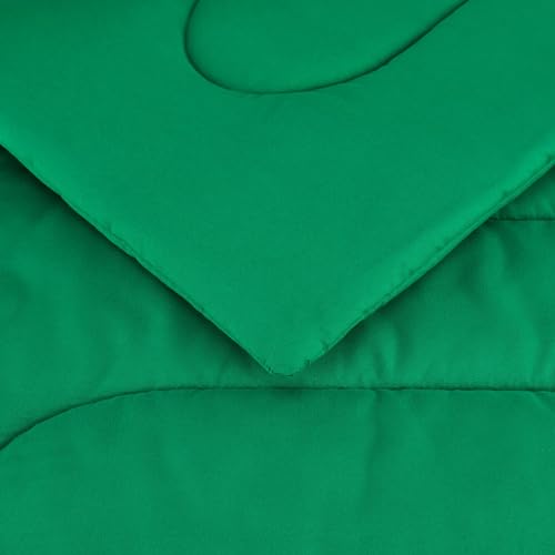 Amazon Basics 5-Piece Soft Microfiber Kid's Bed-in-a-Bag Bedding Set, Twin, Green, Solid - color: Green, size: Twin