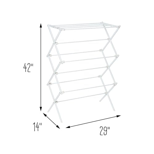 Honey-Can-Do Collapsible Laundry Drying Rack, Portable Clothes Rack, Space-Saving & Easy to Store Metal Garment Rack, Sturdy Clothes Dryer, Ideal for Small Spaces, Indoor & Outdoor Use, White