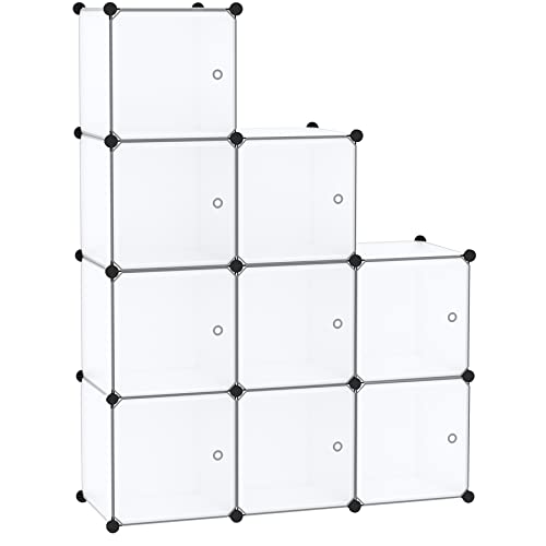 C&AHOME 9-Cube Storage Organizer with Door Cube Shelf Closet Cabinet White | DIY Plastic Modular Bookshelf, Stackable Clothes Storage Shelving Ideal for Home, Bedroom - color: White, size: 9-Cube
