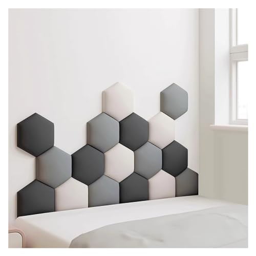 Hexagon Upholstered Wall Panels – 17 Pack Self-Adhesive Nursery Decor, 3D Anti-Collision Wall Stickers, Padded Wall Padding & Headboard, Color C, Size 150x87cm - color: C, size: 150x87cm