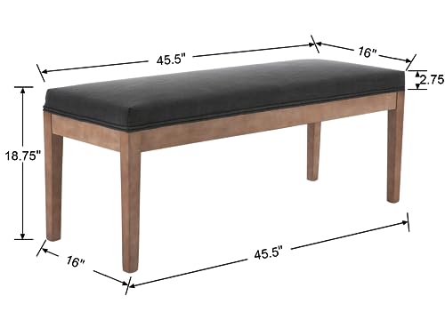 Linen Dining Bench Upholstered Entryway Bench Farmhouse Shoe Bench Seat Ottoman for Hallway Living Room Bedroom End of Bed Dining Room Kitchen, 45.5" Long, Charcoal - color: Linen, Charcoal