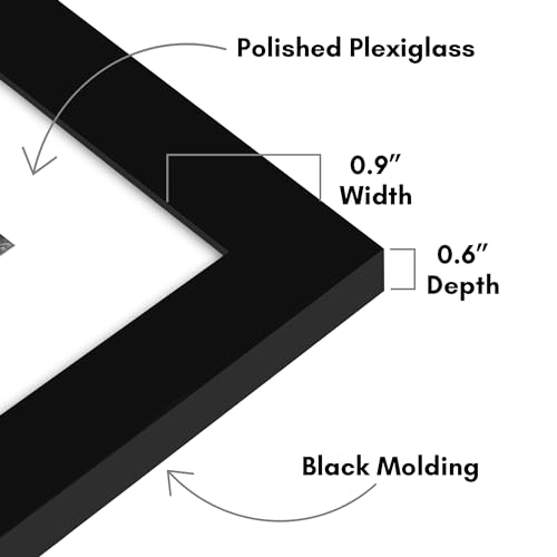 Americanflat 6x8 Picture Frame 2-Pack - Matted to 3x5 - Black | Slim Molding construction, Polished plexiglass front, wall or tabletop display with included easel, triangle hangers included - color: Black, size: 6x8