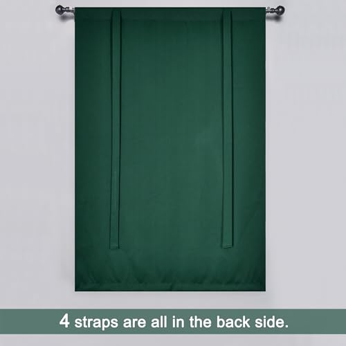 Christmas Dark Green Tie Up Shade for Bathroom - Farmhouse Kitchen Curtain Thermal Insulated Window Treatment Rod Pocket Balloon Christmas Valance (1PC,34W x 45L) - color: Dark Green, size: 34"W x 45"H