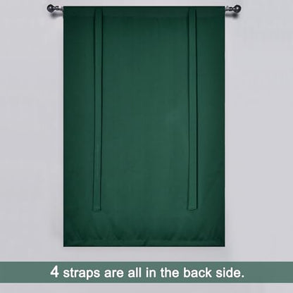 Christmas Dark Green Tie Up Shade for Bathroom - Farmhouse Kitchen Curtain Thermal Insulated Window Treatment Rod Pocket Balloon Christmas Valance (1PC,34W x 45L) - color: Dark Green, size: 34"W x 45"H