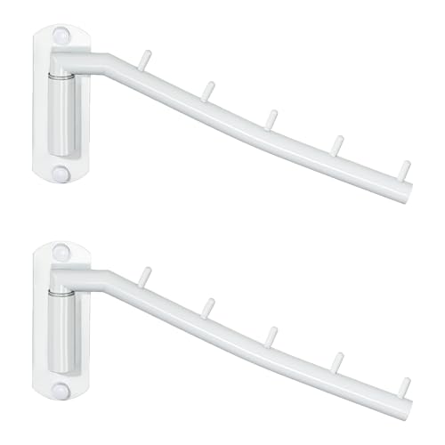 Alise Wall Mounted Drying Rack,Swivel Clothes Drying Hangers,White,2 Pack | Space Saving Clothes Hanger Rack,Heavty Duty Stainless Steel Clothes Wall Drying Rack for Laundry Closet Bedroom/Bathroom - color: White, size: 1005 (2 Pack)